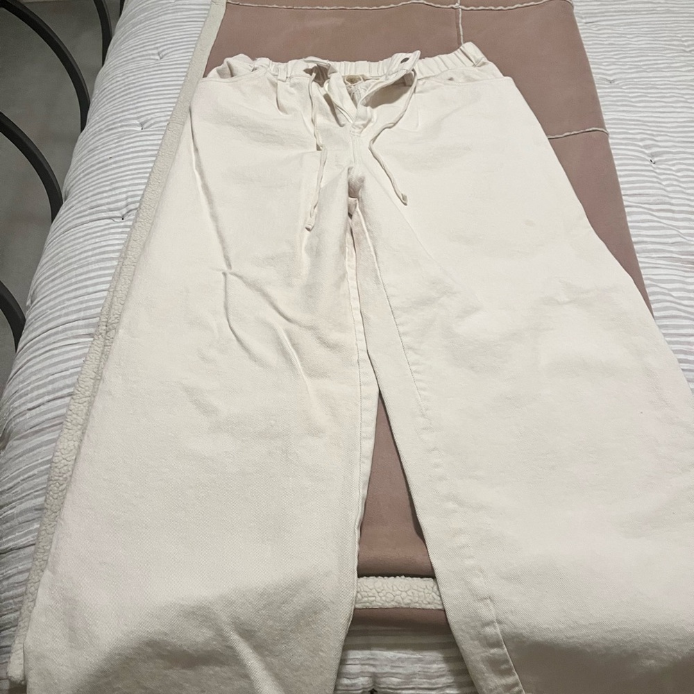 Cream Drawstring Pants